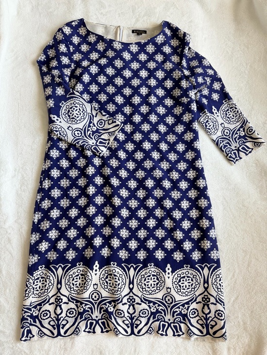 Brooks Brothers Dresses & Skirts - Brooks Brothers 100% Silk Navy & White Printed Midi Dress